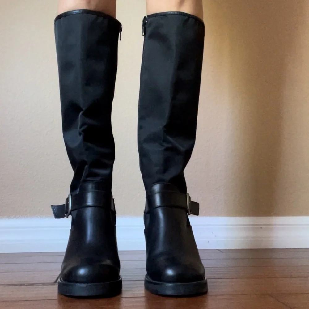 Vintage Y2K Louie Paris France leather chunky block heal platform boots 38 /7
